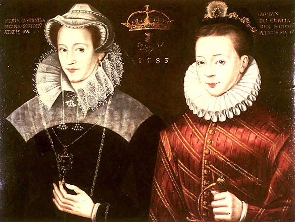 mary depicted with her son, james vi and i; in reality, mary saw her son for the last time when he was ten months old.
